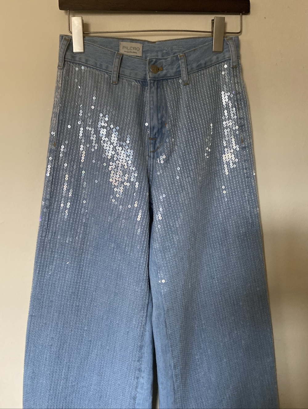 PILCRO By Anthropologie | Sequin High-Rise Wide Leg Jeans - Picture 9 of 16
